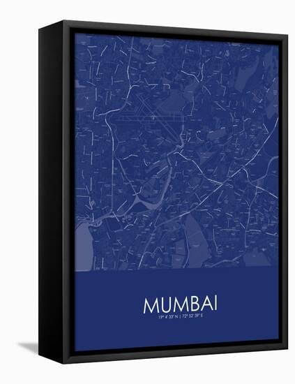 Mumbai, India Blue Map-null-Framed Stretched Canvas