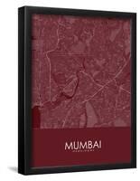 Mumbai, India Red Map-null-Framed Poster