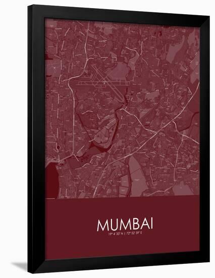 Mumbai, India Red Map-null-Framed Poster