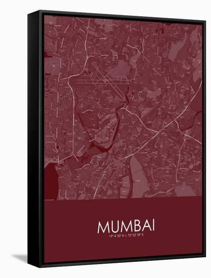 Mumbai, India Red Map-null-Framed Stretched Canvas