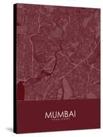 Mumbai, India Red Map-null-Stretched Canvas