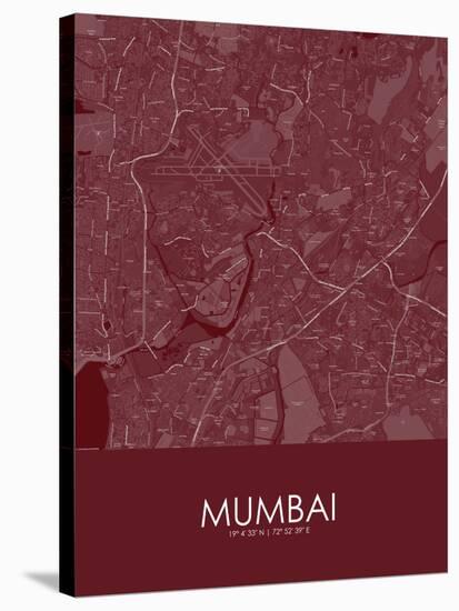 Mumbai, India Red Map-null-Stretched Canvas