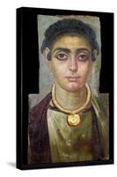 Mummy Portrait: Head of a Woman, Egyptian, 130-160 Ad (Encaustic with Gilded Stucco on Wood)-null-Stretched Canvas