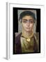 Mummy Portrait: Head of a Woman, Egyptian, 130-160 Ad (Encaustic with Gilded Stucco on Wood)-null-Framed Giclee Print