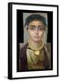 Mummy Portrait: Head of a Woman, Egyptian, 130-160 Ad (Encaustic with Gilded Stucco on Wood)-null-Framed Giclee Print