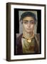 Mummy Portrait: Head of a Woman, Egyptian, 130-160 Ad (Encaustic with Gilded Stucco on Wood)-null-Framed Giclee Print