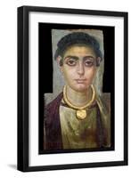 Mummy Portrait: Head of a Woman, Egyptian, 130-160 Ad (Encaustic with Gilded Stucco on Wood)-null-Framed Giclee Print