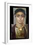 Mummy Portrait: Head of a Woman, Egyptian, 130-160 Ad (Encaustic with Gilded Stucco on Wood)-null-Framed Giclee Print