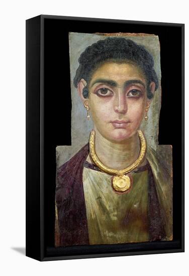 Mummy Portrait: Head of a Woman, Egyptian, 130-160 Ad (Encaustic with Gilded Stucco on Wood)-null-Framed Stretched Canvas