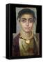 Mummy Portrait: Head of a Woman, Egyptian, 130-160 Ad (Encaustic with Gilded Stucco on Wood)-null-Framed Stretched Canvas