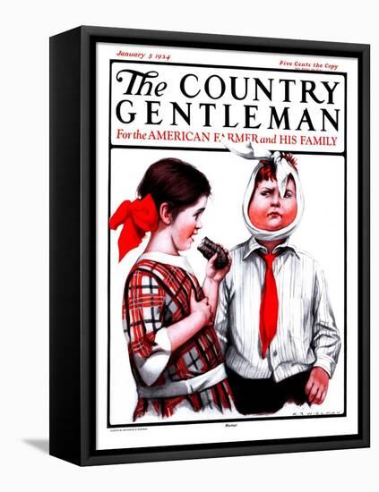 "Mumps," Country Gentleman Cover, January 5, 1924-Katherine R. Wireman-Framed Stretched Canvas