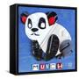 Munch the Panda License Plate Art-Design Turnpike-Framed Stretched Canvas