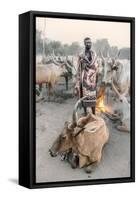 Mundari Herder at Dawn-Trevor Cole-Framed Stretched Canvas