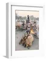 Mundari Herder at Dawn-Trevor Cole-Framed Photographic Print