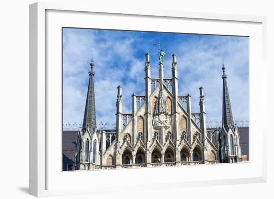 Munich, Bavaria, Germany, Detail of the Town Hall at Marienplatz (Mary's Square-Bernd Wittelsbach-Framed Photographic Print