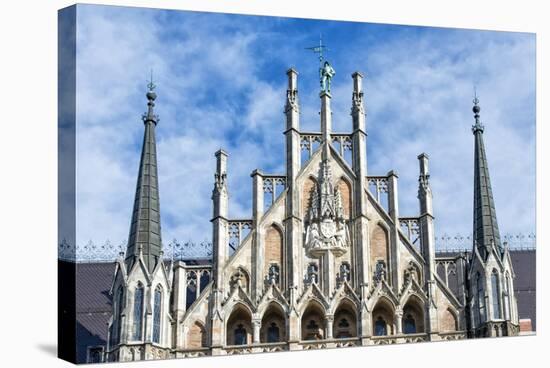 Munich, Bavaria, Germany, Detail of the Town Hall at Marienplatz (Mary's Square-Bernd Wittelsbach-Stretched Canvas