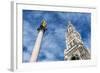 Munich, Bavaria, Germany, Mariens?ule (Column) with Town Hall Tower-Bernd Wittelsbach-Framed Photographic Print