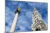 Munich, Bavaria, Germany, Mariens?ule (Column) with Town Hall Tower-Bernd Wittelsbach-Mounted Photographic Print