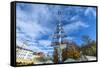 Munich, Bavaria, Germany, Maypole at the Viktualienmarkt (Food Market) in Autumn-Bernd Wittelsbach-Framed Stretched Canvas