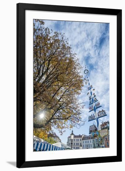 Munich, Bavaria, Germany, Maypole at the Viktualienmarkt (Food Market-Bernd Wittelsbach-Framed Photographic Print