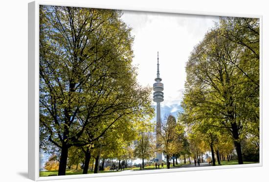 Munich, Bavaria, Germany, View from the Olympiapark to the Communication Tower-Bernd Wittelsbach-Framed Photographic Print