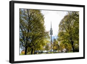 Munich, Bavaria, Germany, View from the Olympiapark to the Communication Tower-Bernd Wittelsbach-Framed Photographic Print