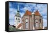 Munich, Bavaria, Germany, View to St. Peter's Church from the Viktualienmarkt (Food Market)-Bernd Wittelsbach-Framed Stretched Canvas