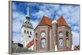 Munich, Bavaria, Germany, View to St. Peter's Church from the Viktualienmarkt (Food Market)-Bernd Wittelsbach-Framed Photographic Print