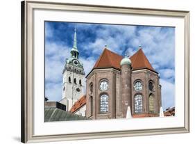 Munich, Bavaria, Germany, View to St. Peter's Church from the Viktualienmarkt (Food Market)-Bernd Wittelsbach-Framed Photographic Print