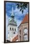 Munich, Bavaria, Germany, View to St. Peter's Church from the Viktualienmarkt (Food Market)-Bernd Wittelsbach-Framed Premium Photographic Print