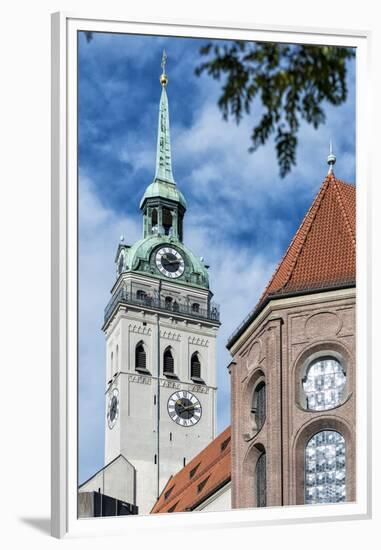 Munich, Bavaria, Germany, View to St. Peter's Church from the Viktualienmarkt (Food Market)-Bernd Wittelsbach-Framed Premium Photographic Print