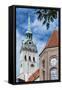 Munich, Bavaria, Germany, View to St. Peter's Church from the Viktualienmarkt (Food Market)-Bernd Wittelsbach-Framed Stretched Canvas
