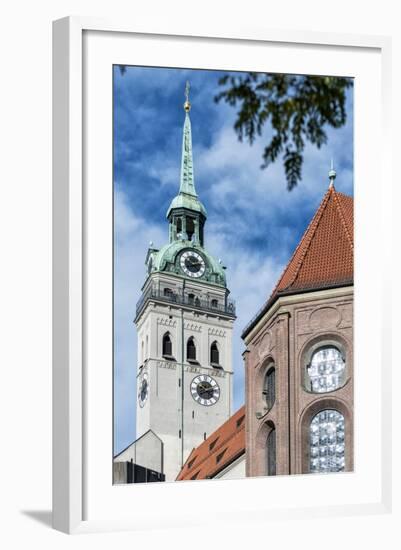 Munich, Bavaria, Germany, View to St. Peter's Church from the Viktualienmarkt (Food Market)-Bernd Wittelsbach-Framed Photographic Print