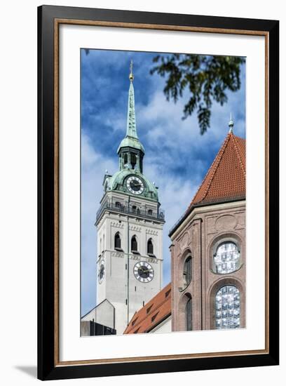 Munich, Bavaria, Germany, View to St. Peter's Church from the Viktualienmarkt (Food Market)-Bernd Wittelsbach-Framed Photographic Print