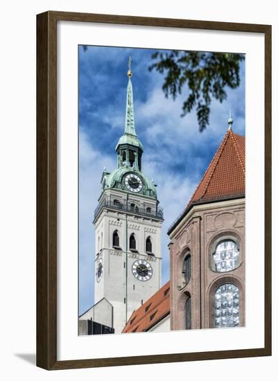 Munich, Bavaria, Germany, View to St. Peter's Church from the Viktualienmarkt (Food Market)-Bernd Wittelsbach-Framed Photographic Print