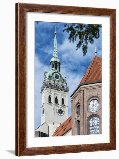 Munich, Bavaria, Germany, View to St. Peter's Church from the Viktualienmarkt (Food Market)-Bernd Wittelsbach-Framed Photographic Print