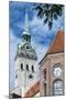 Munich, Bavaria, Germany, View to St. Peter's Church from the Viktualienmarkt (Food Market)-Bernd Wittelsbach-Mounted Photographic Print