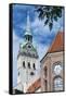 Munich, Bavaria, Germany, View to St. Peter's Church from the Viktualienmarkt (Food Market)-Bernd Wittelsbach-Framed Stretched Canvas