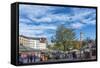 Munich, Bavaria, Germany, Viktualienmarkt (Food Market) with Maypole-Bernd Wittelsbach-Framed Stretched Canvas