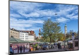 Munich, Bavaria, Germany, Viktualienmarkt (Food Market) with Maypole-Bernd Wittelsbach-Mounted Photographic Print