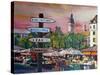 Munich Bavaria Viktualienmarkt with Signposts-Markus Bleichner-Stretched Canvas