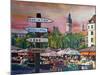 Munich Bavaria Viktualienmarkt with Signposts-Markus Bleichner-Mounted Art Print