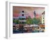 Munich Bavaria Viktualienmarkt with Signposts-Markus Bleichner-Framed Art Print