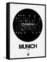 Munich Black Subway Map-NaxArt-Framed Stretched Canvas