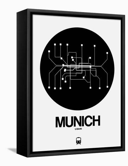 Munich Black Subway Map-NaxArt-Framed Stretched Canvas
