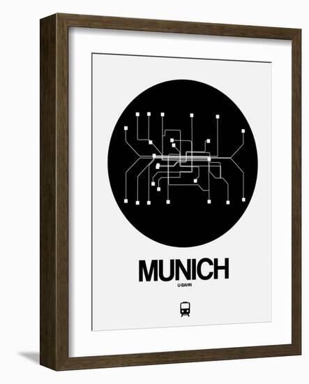 Munich Black Subway Map-NaxArt-Framed Art Print