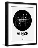 Munich Black Subway Map-NaxArt-Framed Art Print