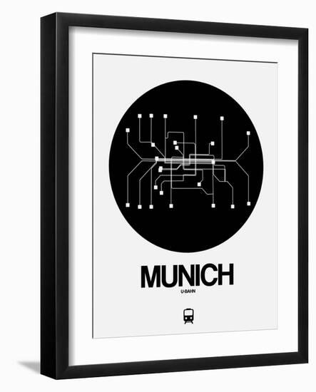 Munich Black Subway Map-NaxArt-Framed Art Print