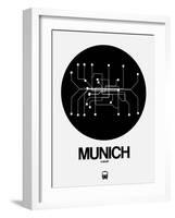 Munich Black Subway Map-NaxArt-Framed Art Print