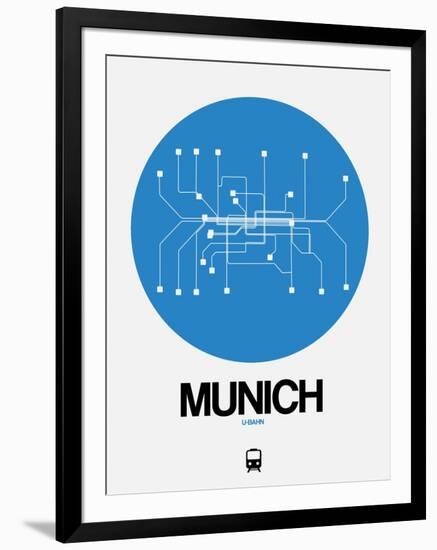 Munich Blue Subway Map-NaxArt-Framed Art Print